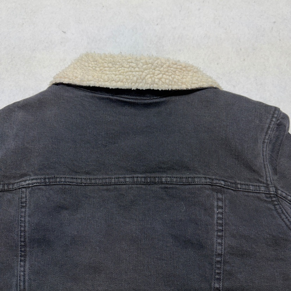 PacSun Sherpa Lined Denim Trucker Jacket Faux Shearling Black Adult Medium - Picture 5 of 13